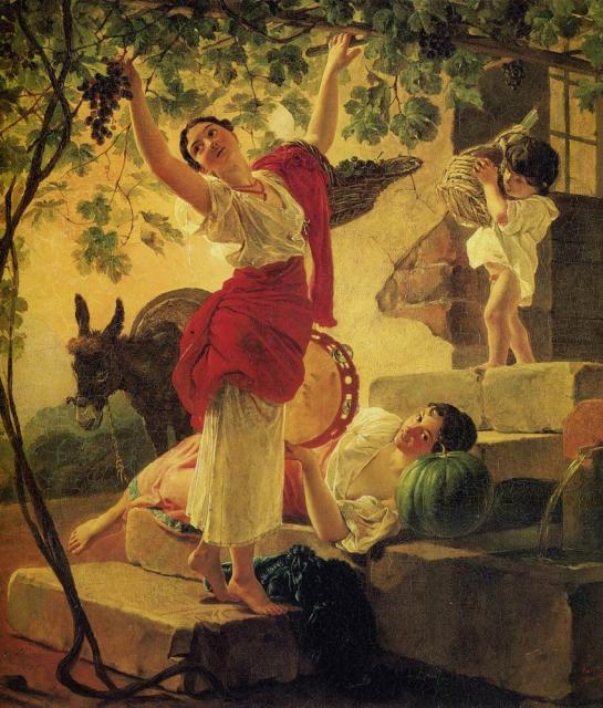 Брюллов К.П. Девушка, собирающая виноград в окрестностях Неаполя. 1827.